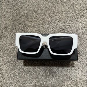 Prada White Sunglasses with Dark Lenses